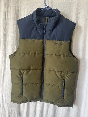 Orvis Classic Collection Men’s Quilted Puffy Vest M Navy Olive